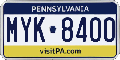 PA license plate MYK8400