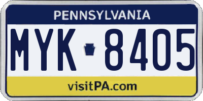 PA license plate MYK8405