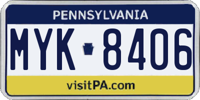 PA license plate MYK8406