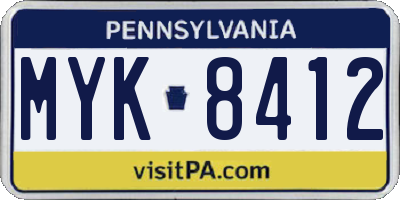 PA license plate MYK8412