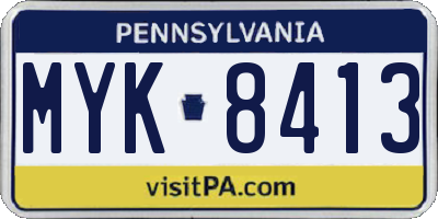 PA license plate MYK8413