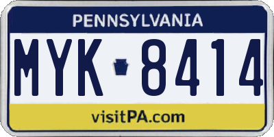 PA license plate MYK8414