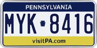 PA license plate MYK8416