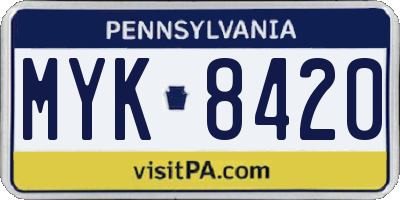 PA license plate MYK8420