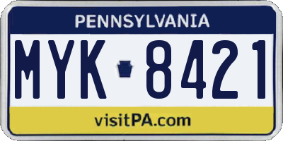PA license plate MYK8421