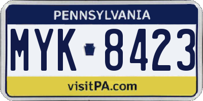 PA license plate MYK8423