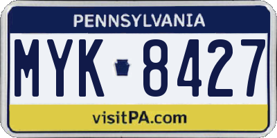 PA license plate MYK8427
