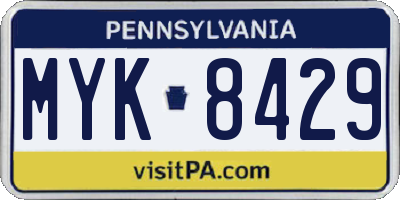 PA license plate MYK8429