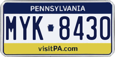 PA license plate MYK8430