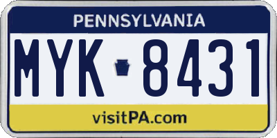 PA license plate MYK8431