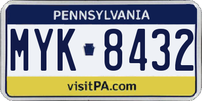 PA license plate MYK8432