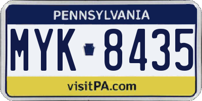 PA license plate MYK8435