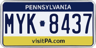 PA license plate MYK8437