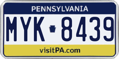 PA license plate MYK8439