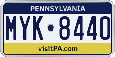 PA license plate MYK8440