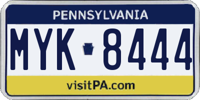 PA license plate MYK8444