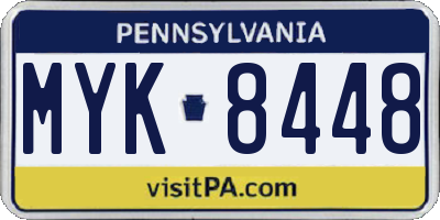 PA license plate MYK8448