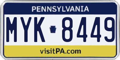 PA license plate MYK8449