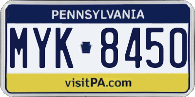 PA license plate MYK8450