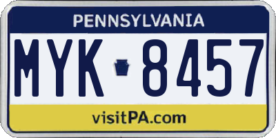 PA license plate MYK8457