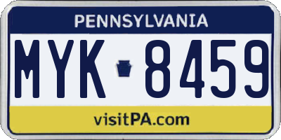 PA license plate MYK8459