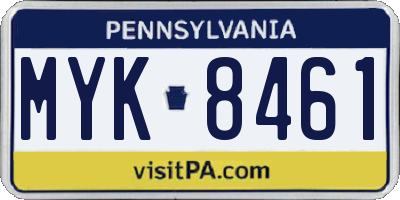 PA license plate MYK8461