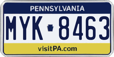 PA license plate MYK8463