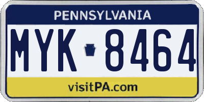 PA license plate MYK8464