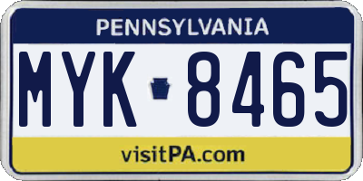 PA license plate MYK8465
