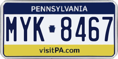 PA license plate MYK8467