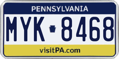 PA license plate MYK8468