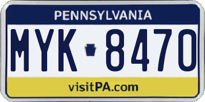 PA license plate MYK8470