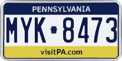 PA license plate MYK8473
