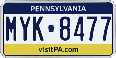 PA license plate MYK8477