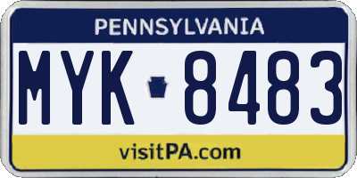 PA license plate MYK8483