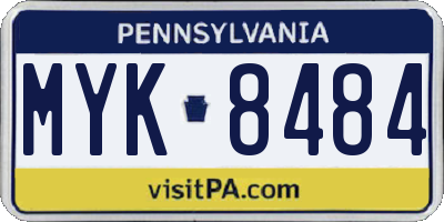 PA license plate MYK8484