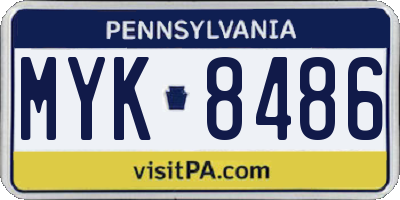 PA license plate MYK8486