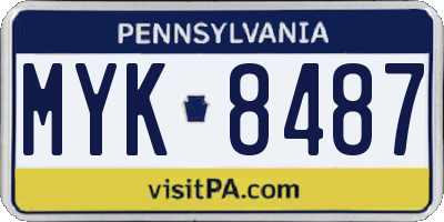 PA license plate MYK8487