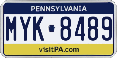 PA license plate MYK8489