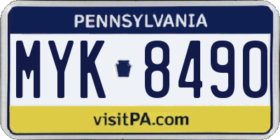 PA license plate MYK8490