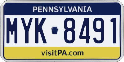 PA license plate MYK8491