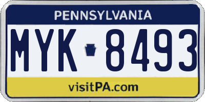 PA license plate MYK8493
