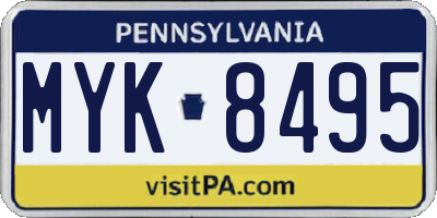 PA license plate MYK8495