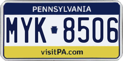 PA license plate MYK8506