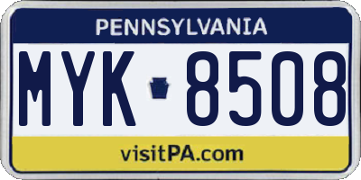 PA license plate MYK8508