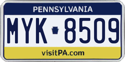 PA license plate MYK8509