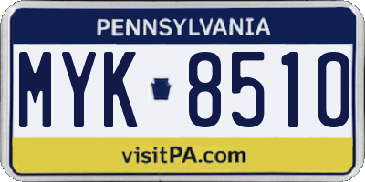 PA license plate MYK8510