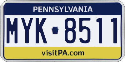 PA license plate MYK8511