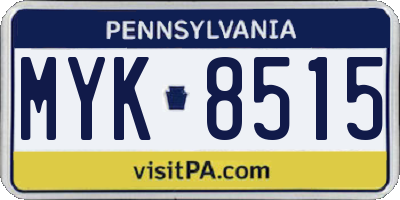 PA license plate MYK8515