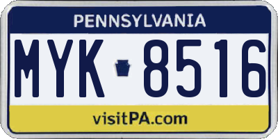 PA license plate MYK8516